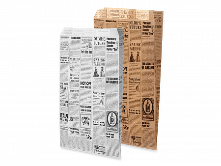 Пакет с плоским V-дном с дизайном "Газета"